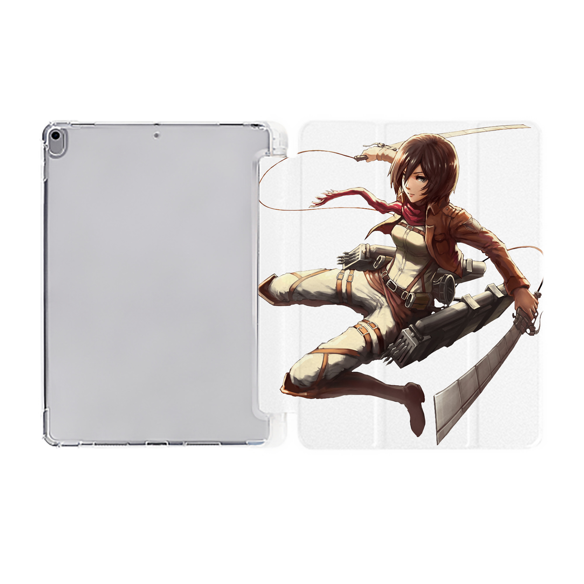 （画像用） 進撃の巨人 ミカサ·アッカーマン Attack on Titan Mikasa Ackerman IPad ケース ペン収納付き 三つ折りスタンド PUレザー×シリコン 対応機種9.5/10.5/10.9インチ